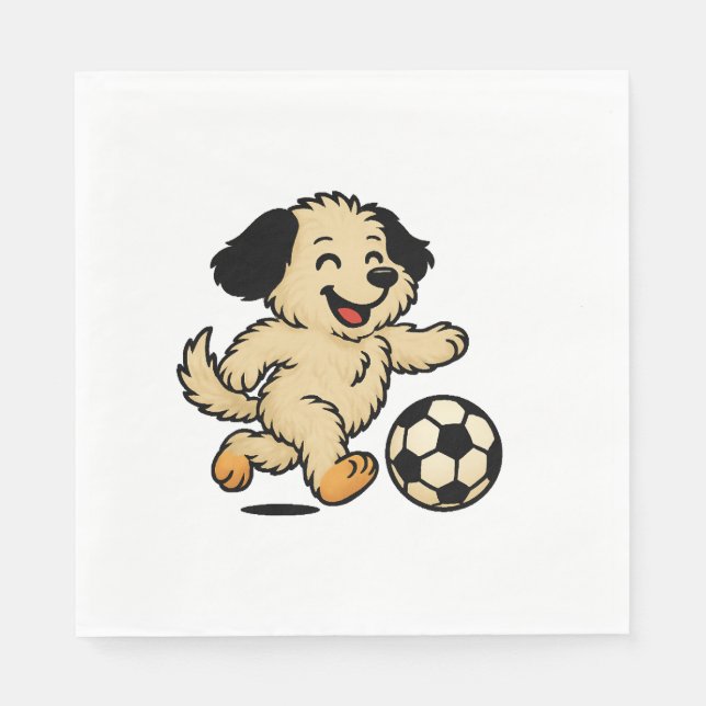 Puppy playing Soccer Napkins (Front)