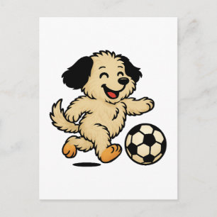 Puppy playing Soccer Postcard