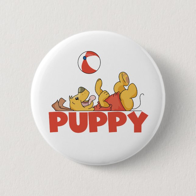 Puppy Plays TShirts and Gifts Button (Front)