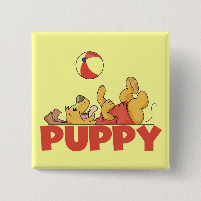 Puppy Plays TShirts and Gifts Button (Front)
