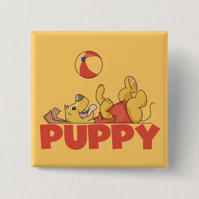 Puppy Plays TShirts and Gifts Pinback Button (Front)