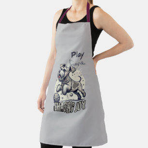 Puppy Playtime: Gray Dog's Ball-Chasing Fun Apron
