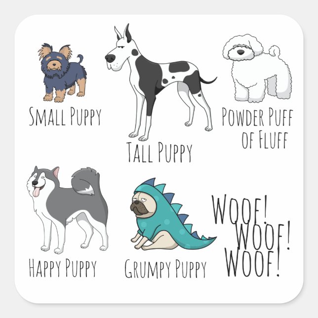 Puppy Poem Square Sticker (Front)