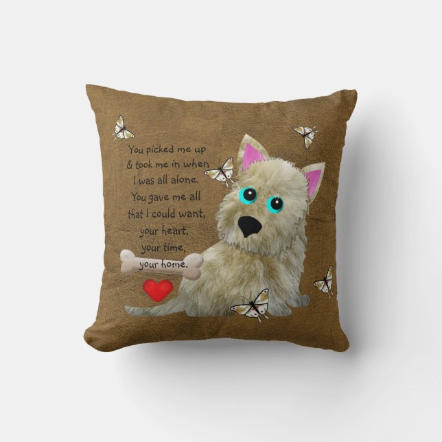 Puppy Poem Throw Pillow (Front)