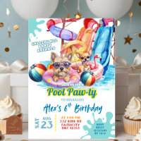 Puppy Pool Party Birthday Invitation