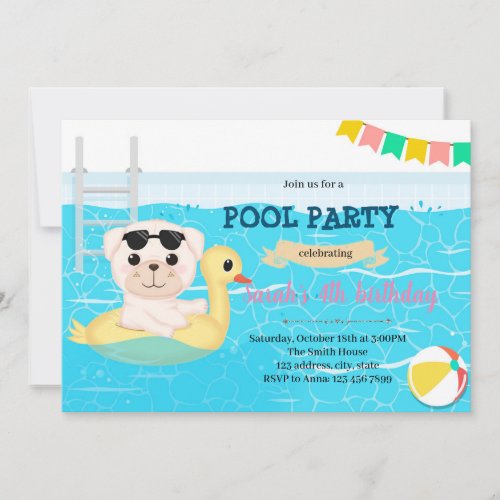 Puppy pool party invitation