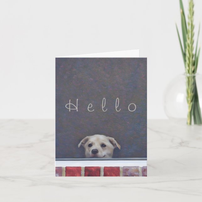Puppy Popping Up to Say Hello! Card (Front)