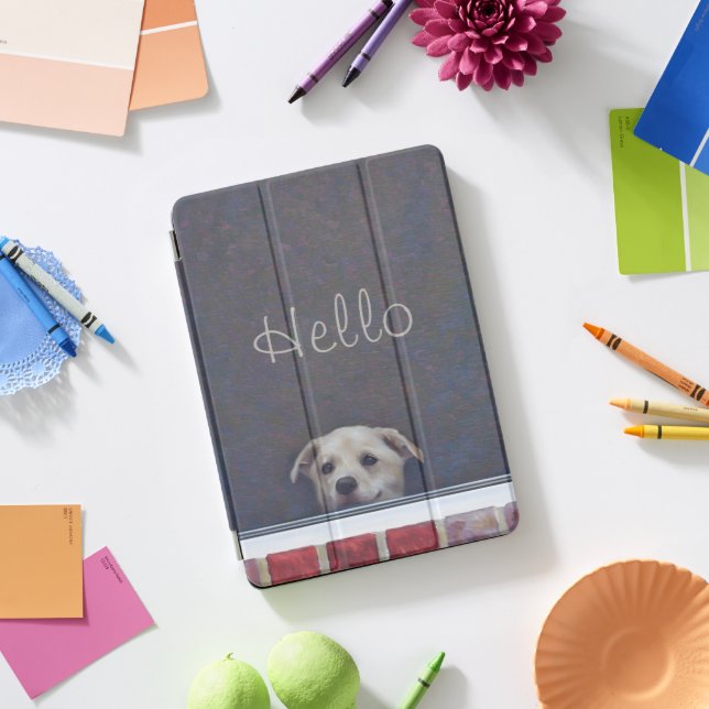Puppy Popping Up to Say Hello! iPad Pro Cover (Desk)