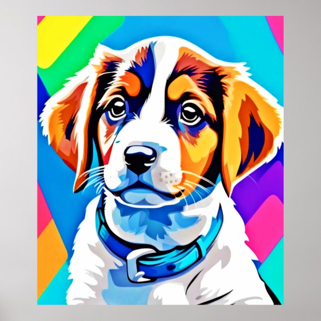 Puppy Portrait: Colorful Pup Poster (Front)