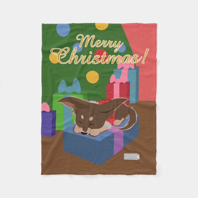 Puppy Present Fleece Blanket (Front)