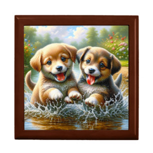 "Puppy Puddle Playtime" Keepsake Gift Box