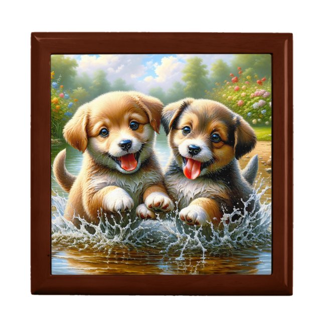 "Puppy Puddle Playtime" Keepsake Gift Box (Front)
