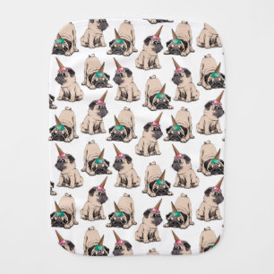 Puppy Pugs Aspiring Unicorn Pattern Baby Burp Cloth