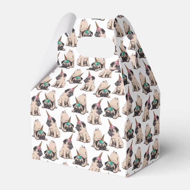Puppy Pugs | Aspiring Unicorn Pattern Favor Boxes (Front Side)
