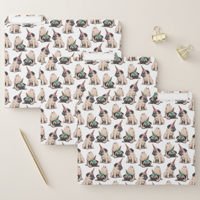 Puppy Pugs | Aspiring Unicorn Pattern File Folder (Set)