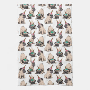 Puppy Pugs   Aspiring Unicorn Pattern Kitchen Towel