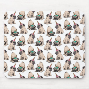 Puppy Pugs Aspiring Unicorn Pattern Mouse Pad