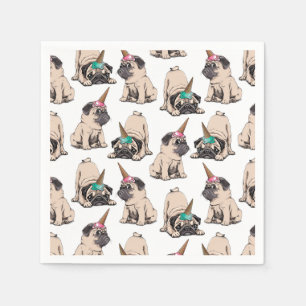 Puppy Pugs Aspiring Unicorn Pattern Napkins