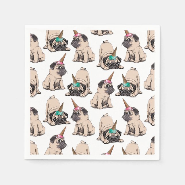Puppy Pugs | Aspiring Unicorn Pattern Napkins (Front)