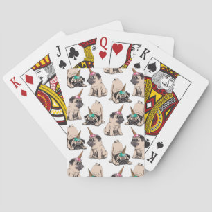 Puppy Pugs   Aspiring Unicorn Pattern Poker Cards