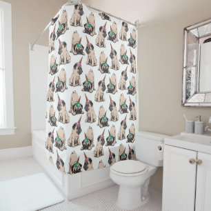 Puppy Pugs   Aspiring Unicorn Pattern Shower Curtain