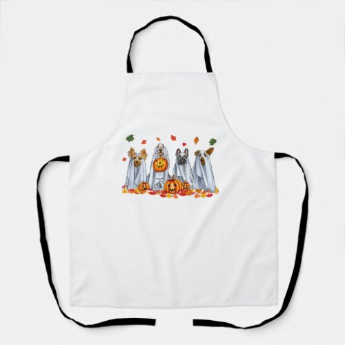 Puppy Pumpkin Spooky Ghost Dog Halloween Costume F Apron