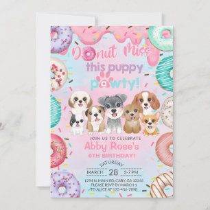 Puppy puppies pawty & donuts girl birthday invite. invitation