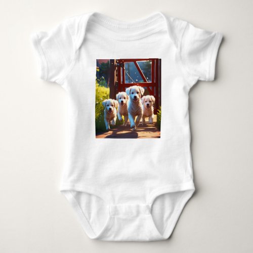 Puppy Pursuit Whimsical Baby T_Shirt Baby Bodysuit