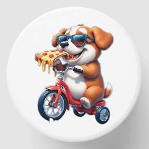 puppy riding a bike eating pizza mini candle favors