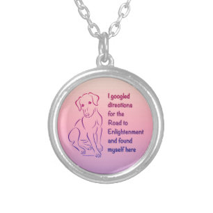Puppy Road to Enlightenment Silver Plated Necklace