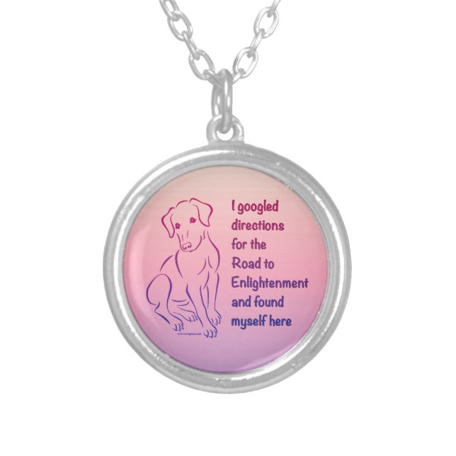 Puppy Road to Enlightenment Silver Plated Necklace (Front)