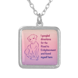 Puppy Road to Enlightenment Silver Plated Necklace