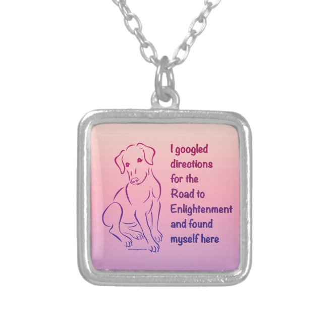 Puppy Road to Enlightenment Silver Plated Necklace (Front)