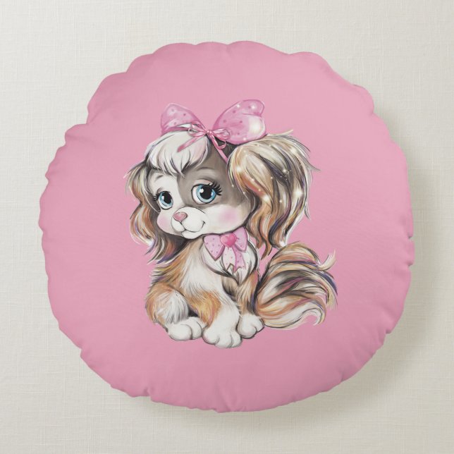 Puppy Round Pillow (Front)