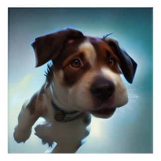 Puppy Running in Space Metal Print