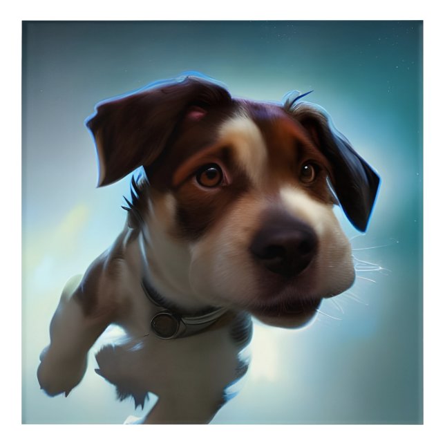Puppy Running in Space Metal Print Acrylic Print (Front)