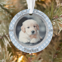Puppy’s First Christmas Blue Paw Print Ornament