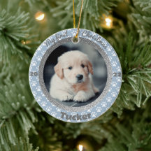 Puppy’s First Christmas Photo Blue Paw Print