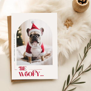 Puppy Santa Hat Modern Dog Photo Christmas Holiday Postcard