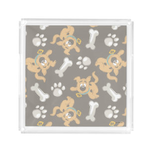 Puppy Scooby-Doo Bone & Paw Print Pattern Acrylic Tray