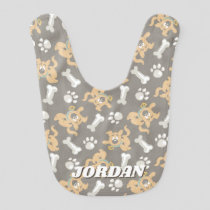 Puppy Scooby-Doo Bone & Paw Print Pattern Baby Bib