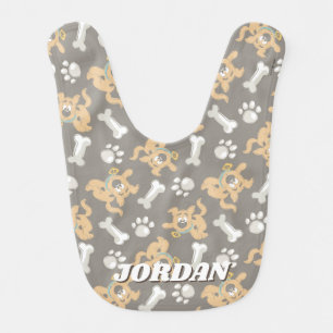 Puppy Scooby-Doo Bone & Paw Print Pattern Baby Bib