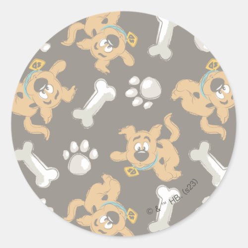 Puppy Scooby_Doo Bone  Paw Print Pattern Classic Round Sticker