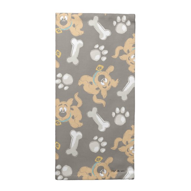Puppy Scooby-Doo Bone & Paw Print Pattern Cloth Napkin (Half Fold)