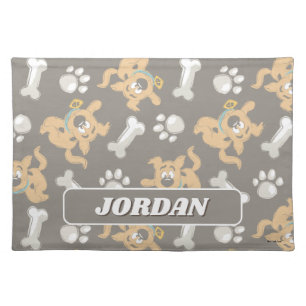 Puppy Scooby-Doo Bone & Paw Print Pattern Cloth Placemat
