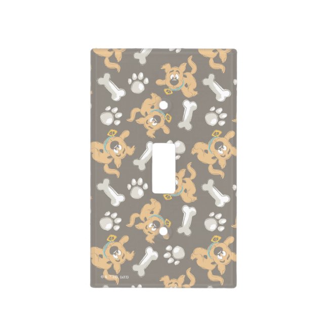 Puppy Scooby-Doo Bone & Paw Print Pattern Light Switch Cover (Front)