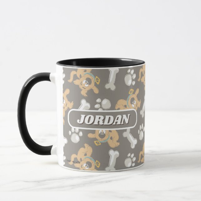 Puppy Scooby-Doo Bone & Paw Print Pattern Mug (Left)