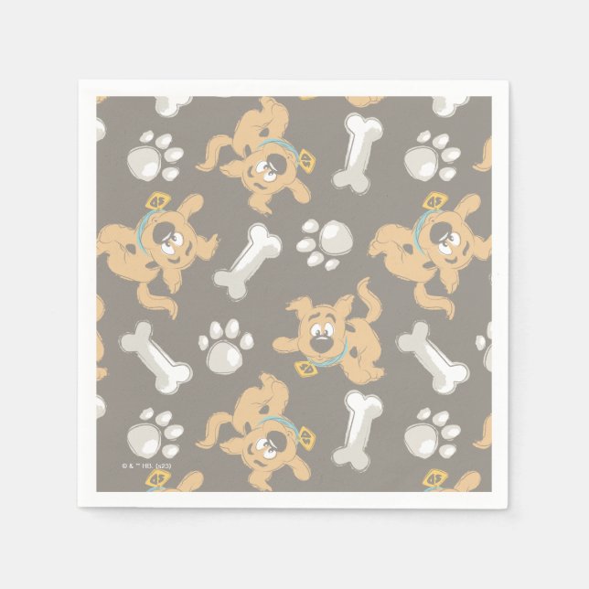 Puppy Scooby-Doo Bone & Paw Print Pattern Napkins (Front)