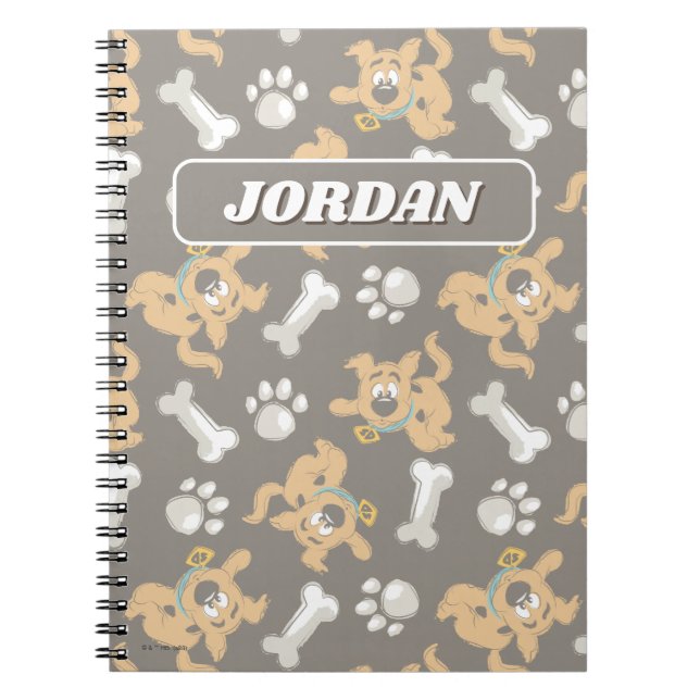Puppy Scooby-Doo Bone & Paw Print Pattern Notebook (Front)
