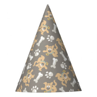 Puppy Scooby-Doo Bone & Paw Print Pattern Party Hat